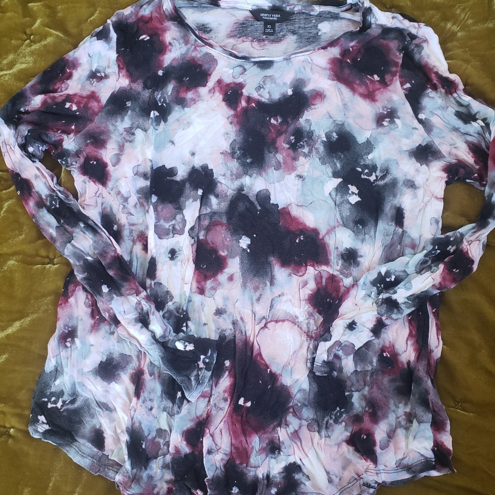 Simply Vera Wang XL long sleeve top tie dye
